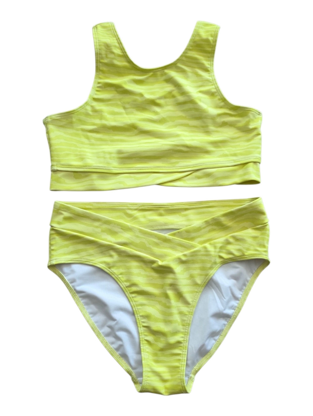 Zella Lemon Yellow Striped Girls' Sport Bikini Swimsuit Set 14